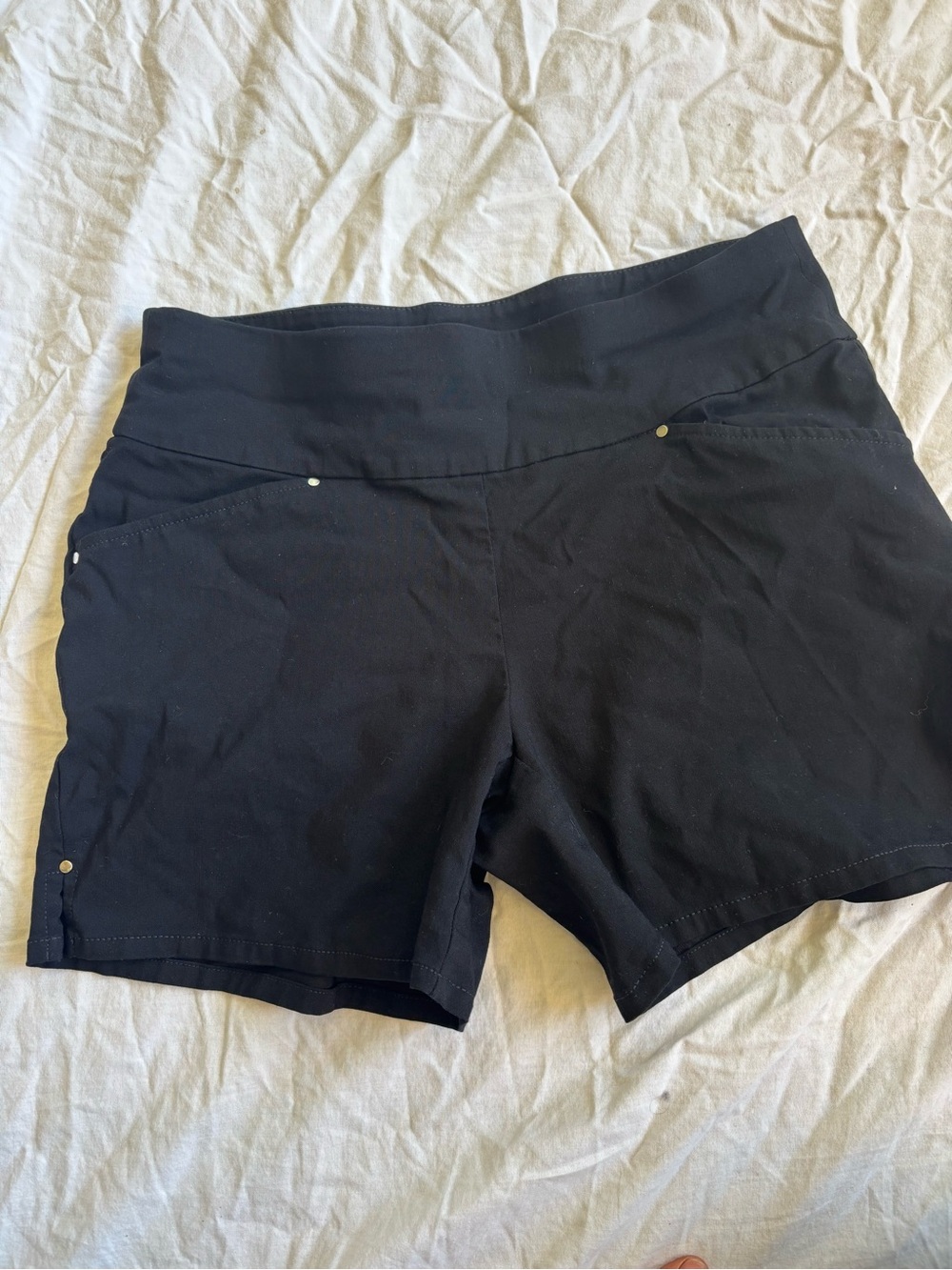 INC International Concepts Black High-Waist Bike Shorts with Stud Accent